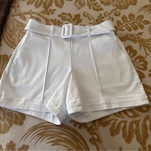 INC International Concepts White High-Waist Belted Shorts